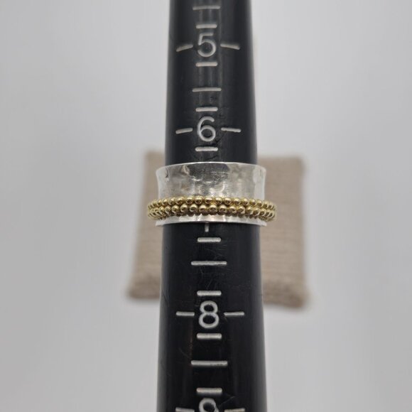 Size 6.75 Sterling Silver Garnet Gem Cross Spinner Anxiety Ring A3526 - Picture 7 of 9